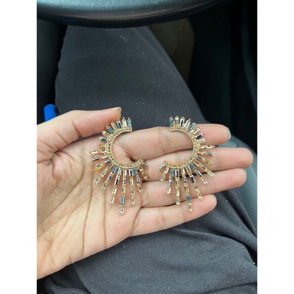 Big statement earrings gold gray studs big star champagne geometric earrings - Picture 7 of 8